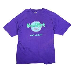 Vintage 90s Hard‎ Rock Cafe Las Vegas T-Shirt Hanes Beefy Purple XL